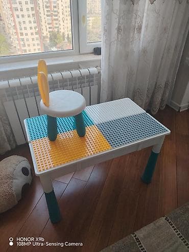 slova od drveta: Uşaq üçün çoxfunksiyalı konstruksiya masası və stul dəsti - Dəst — 2