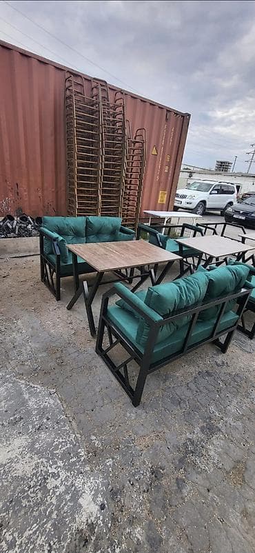 kafe ucun divan: Kafe/terras üçün dəst: metal karkaslı masa və oturacaqlar - Dəst — 1