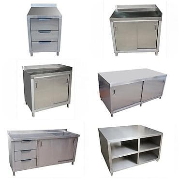 bir tankda mətbəx mebeli: Paslanmayan poladdan hazırlanmış peşəkar mətbəx mebelləri dəsti - — 1