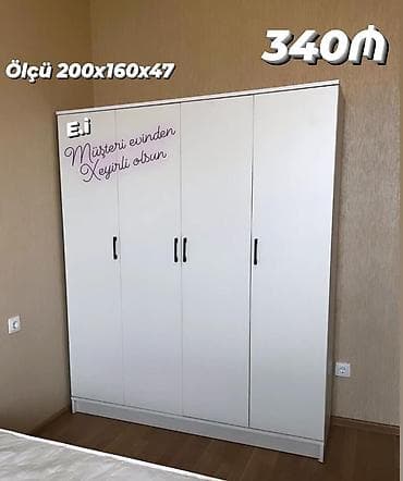 dolab termo: Ağ rəngli dörd qapılı paltarsaxlama şkafı - Ölçü: 200 x 160 x 47 sm — 1