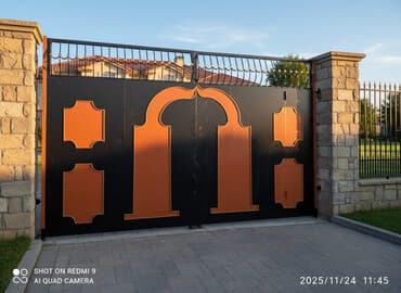 İşlənmiş Dəmir Həyət darvazası, Yana açılan, Mexaniki, Qapı ilə, rəng - Qara, Kredit yoxdur, Ödənişli çatdırılma