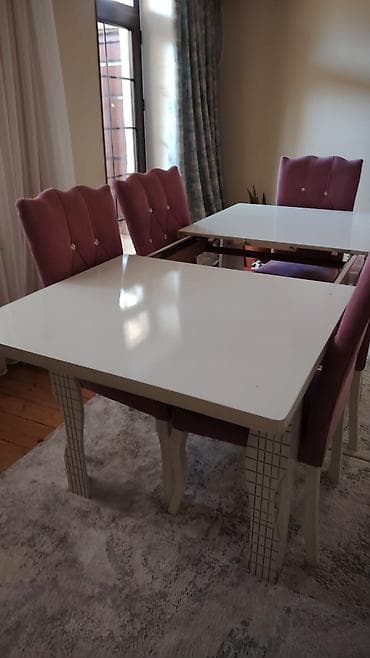 usaq pastel destleri: Qonaq otağı üçün, Açılan, Dördbucaq masa, 6 stul — 2