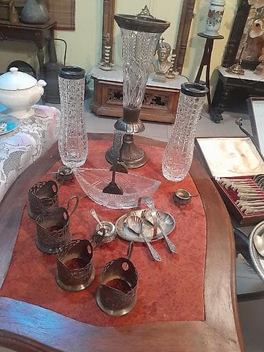 parça satışı: Antik kristal və metal aksessuarlar dəsti - 3 ədəd kəsmə naxışlı — 2
