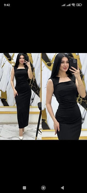 Qara uzun ziyafət/libas - Rəng: qara - Model: bədənə oturan, uzun