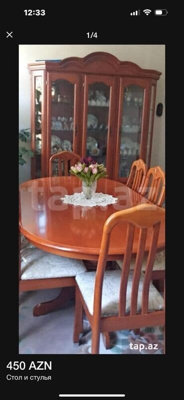 mətbəx ucun stol stullar: Qonaq otağı üçün, Açılmayan, Oval masa, 8 stul — 1