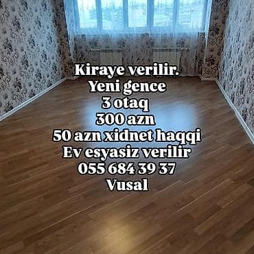 nerimanovda kiraye: Kirayə mənzil – Yeni Gəncə - 3 otaqlı, geniş və işıqlı planlama - Ev — 1