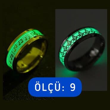 kişi üzükleri: Fosforlu üzük (9 razmer) təzə 🔶 ELANI OXU ▪️ Musiqi notları dizaynda — 1