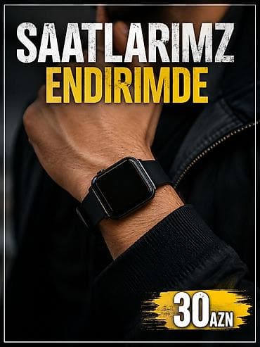 iphone 11 irsad: Məhsul: Qara silikon qayışlı kvadrat formalı ağıllı saat. -Endrim — 1