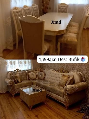 Klassik üslubda qonaq otağı və yemək otağı mebel dəsti. Tərkibi: -