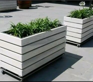 taxtadan gul qablari: Dibçək Ağacdan dekorativ çiçək/bitki qutuları - Material: təbii — 6