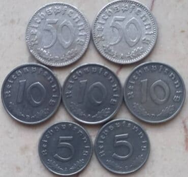 10 qəpik: 3 Reyx svastika. 50 Pfennig (alümin)- 8 ₼/biri 10 Pfennig (sink)- 8 — 1