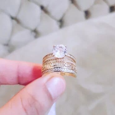 tək qaş: Nişan, Üzük, Swarovski, Sarı qızıl, 585 Əyar — 5