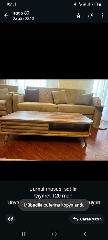 пластиковые столы и стулья бишкек: Jurnal masasi satilir Qiymet 120 man Unvan;Genclik(Şüvəlan) 6746 J — 1