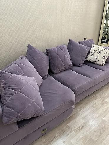 krep parca: Bənövşəyi rəngdə L formalı künc divan - Müasir dizayn: yumşaq — 6