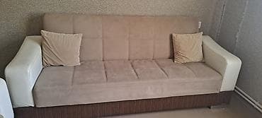 matras taxt ucun: Salon dəsti – divan və 2 ədəd kreslo - Dizayn: bej rəngli oturacaq və — 4