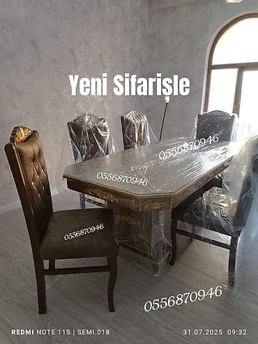 Для гостиной, Новый, Нераскладной, Квадратный стол, 6 стульев — 7