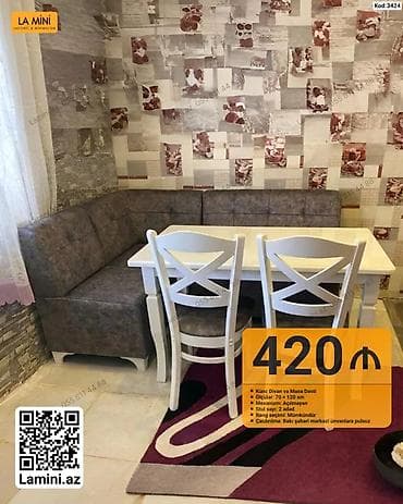 Künc Divan və Masa Dəsti - Komplekt: künc divan, masa və 2 ədəd stul lalafo.az -da Künc Divan və Masa Dəsti - Komplekt: künc divan, masa və 2 ədəd stul
