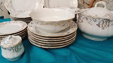 Nahar dəsti, rəng - Ağ, Farfor, 6 nəfərlik