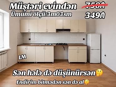 taxt dəsti 50 m: Mətbəx mebeli dəsti - Ümumi ölçü: 3 m 03 sm - Yuxarı və aşağı şkaflar — 1