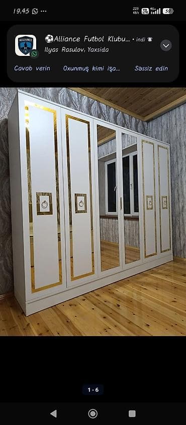 sfaner satilir: Yeni, 6 qapı, Güzgülü, Boz, Digər material, Açılan, Düz dolab — 2