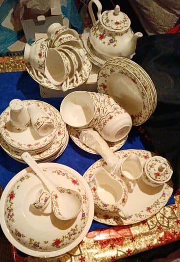 cay servisi: Çay dəsti, rəng - Ağ, Farfor, 6 nəfərlik, Çexiya — 1