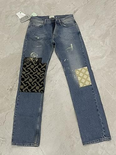 stringer alt geyimi: Klassik Şalvar, Off-White, S, rəng - Mavi — 1