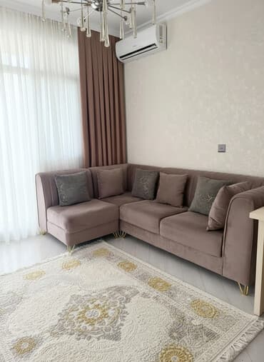 купить круглый стеклянный стол: Угловой диван, Б/у, Нераскладной, Без подьемного механизма, Велюровая ткань, Нет доставки — 2