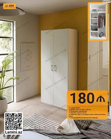 LA MINI 2 qapılı şkaf - Kod: 6173 - Ölçülər: E 47 × H 200 × E 90 sm - — 1