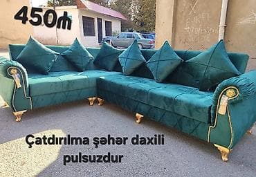 ucuz künc divanlar: Künc divan, Yeni, Açılmayan, Vеlur parça, Şəhərdaxili pulsuz çatdırılma — 1