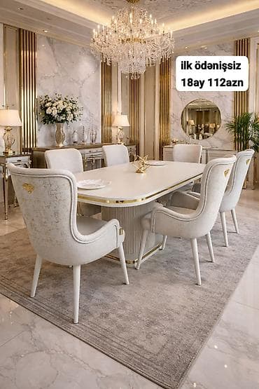 balkon stul: Qonaq otağı üçün, Yeni, Oval masa, 6 stul — 1