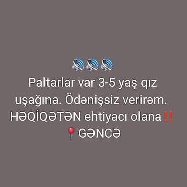 Paltarlar çox az geynilib, təzə kimidi