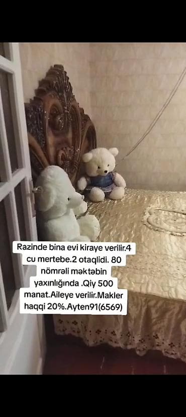 gencede ev: Razinde bina evi kiraye verilir. 4 ci mertebe. 500 azn ayligi. Sekiler — 2