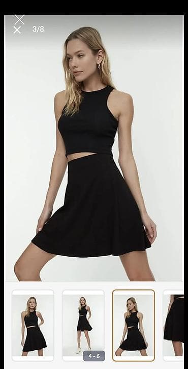 qara etek: Qara mini ətək - Kəsim: A-kəsim, ətəyin aşağı hissəsi yüngülcə — 6