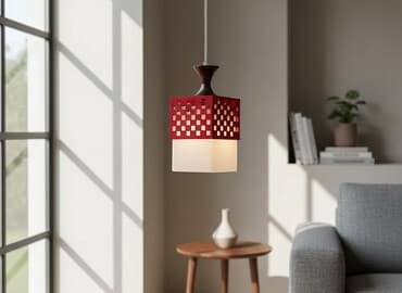 Bra, divar lampaları: Kub formalı, qırmızı-ağ rəngli divar lampası. Bu lampa müasir dizaynı — 1