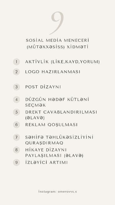 Sosial Media Xidməti ENDİRİMDƏDİR!!! 1ay boyunca səhifənin izlənilməsi — 1
