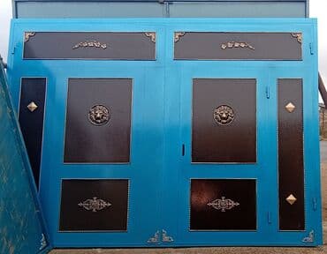 жер тошок: Железо Дворовые ворота, Распашные, 3 м, Механические, С дверью, цвет - Голубой, Нет кредита, Платная установка, Платная доставка — 43