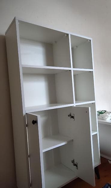 dolab: Ağ rəngli çoxfunksiyalı kitab/saxlama rəfi - Dizayn: Minimalist — 1