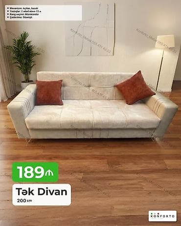 Tək divan – 200 sm - Mexanizm: açılan, bazalı (yataq funksiyası və — 1