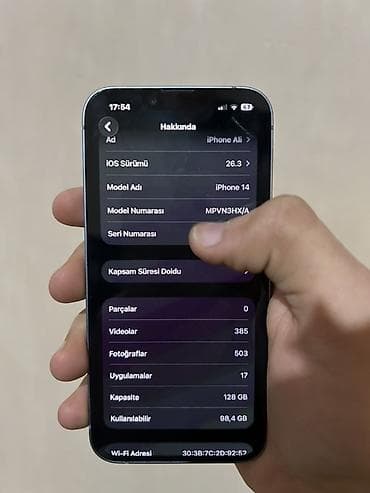 IPhone 14, 128 GB, Mavi, Zəmanət, Simsiz şarj, Face ID — 7