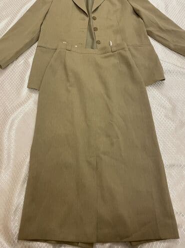 klassik qadın geyimləri: Qadın dəst – pencək və ətək - Rəng: zeytun/əsgər yaşılı - İki hissədən — 3