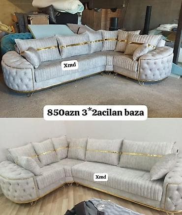 divan kohnə: Künc divan – açılan baza ilə - Ölçü: 3×2 m - Rəng: açıq boz - — 1