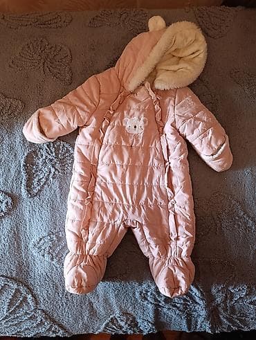 Kombinezonlar: Uşaq üçün üst geyim dəsti 1) Sarı qalın şişmə jaket - Kapüşonlu - Ön — 7