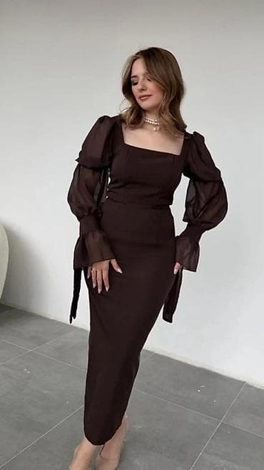 firyus berde: Qəhvəyi rəngli zərif midi don M razmer,alınıb,geyinilməyib. Etiket — 3