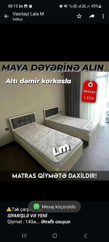 ⚠️Tək çarpayı*👑 _*SİFARİŞLƏ VƏ YENİ*_ Qiymət : 140₼ — 1