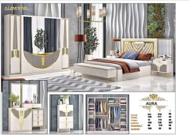 угловая тумба: Двуспальная кровать, 2 тумбы, Турция, Новый — 1