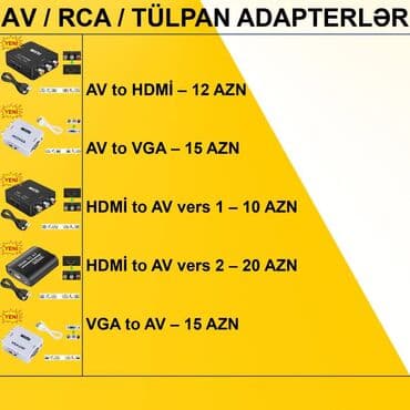 Adapterlər/Keçidlər ⭐AV to VGA – 15 AZN ⭐AV to HDMİ – 12 AZN ⭐Display — 4