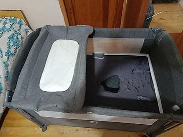COOL BABY qatlanan uşaq manije/çəpər beşik - Rəng: tünd boz melanj - — 5