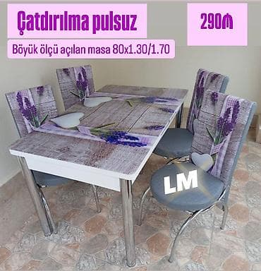 metbex kafeli: Mətbəx üçün, Açılan, Dördbucaq masa, 4 stul — 1