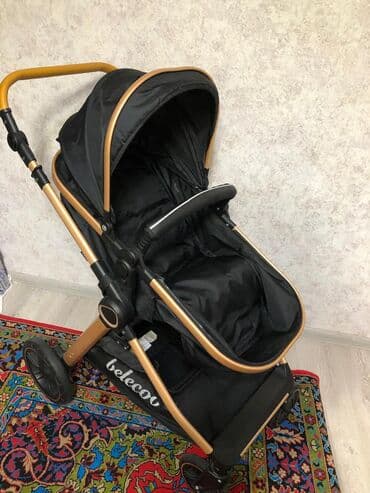 usaq gelinliyi: Bələcoo uşaq arabası – qara rəng, qızılı/şampan tonlu alüminium şassi — 4