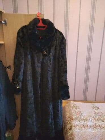 шуба мутоновая натуральная: Шуба, XL, цвет - Черный — 2